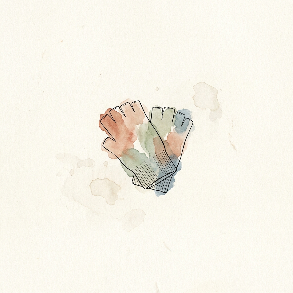Cashmere fingerless gloves, watercolour illustration