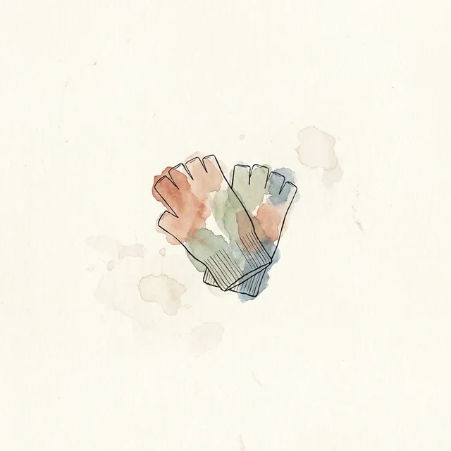 Cashmere fingerless gloves, watercolour illustration