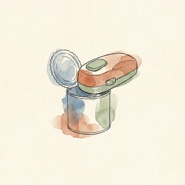 Electric tin opener, watercolour illustration